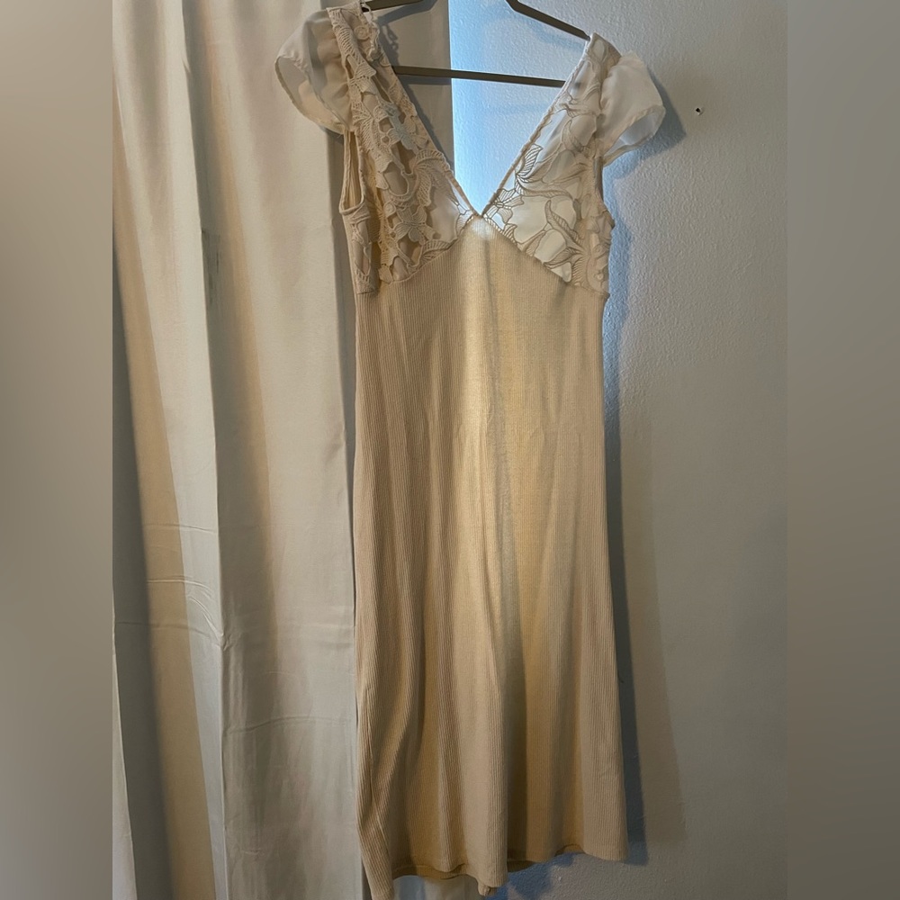 Zara  lace embroidered ivory dress